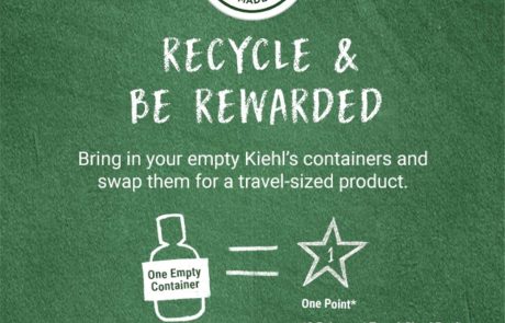 מחזירים לסניפים מכלים ריקים של מוצרי Kiehl's  ומקבלים מוצר מתנה!