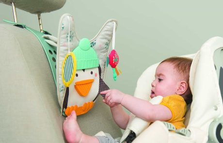 ככה מסיעים תינוקות: פינגווין מוזיקלי לרכב כולל שלט